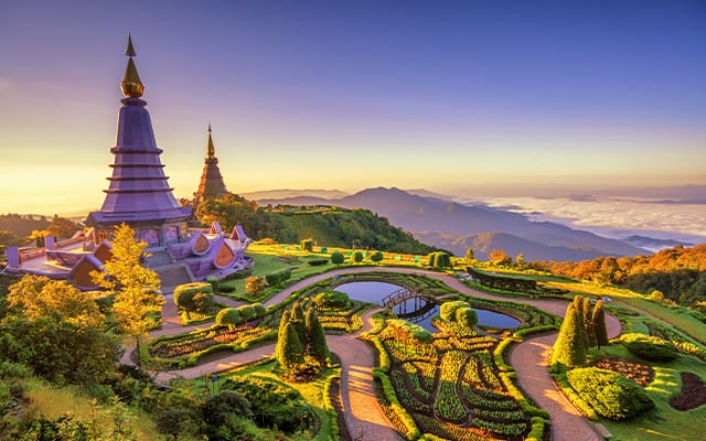 Twin pagodas near Chiang Mai, Thailand